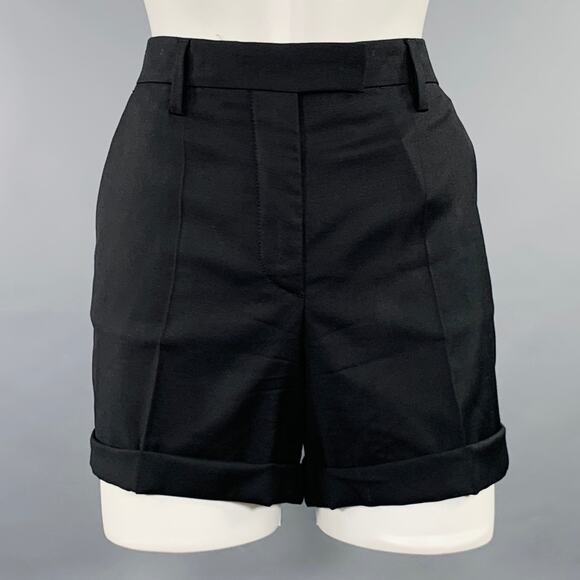 PRADA Size 2 Black Wool Cuffed Shorts - Picture 1 of 6